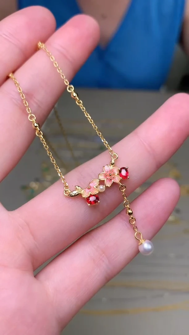 颈饰蓝宝石银S925镶嵌项链