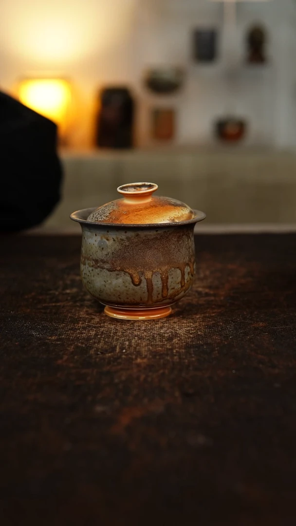 柴烧裸烧 高足圆融盖碗  120 cc 576