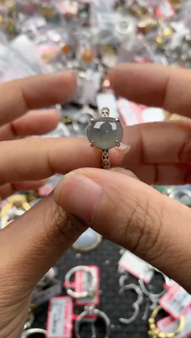 银S925镶嵌戒指翡翠12             5