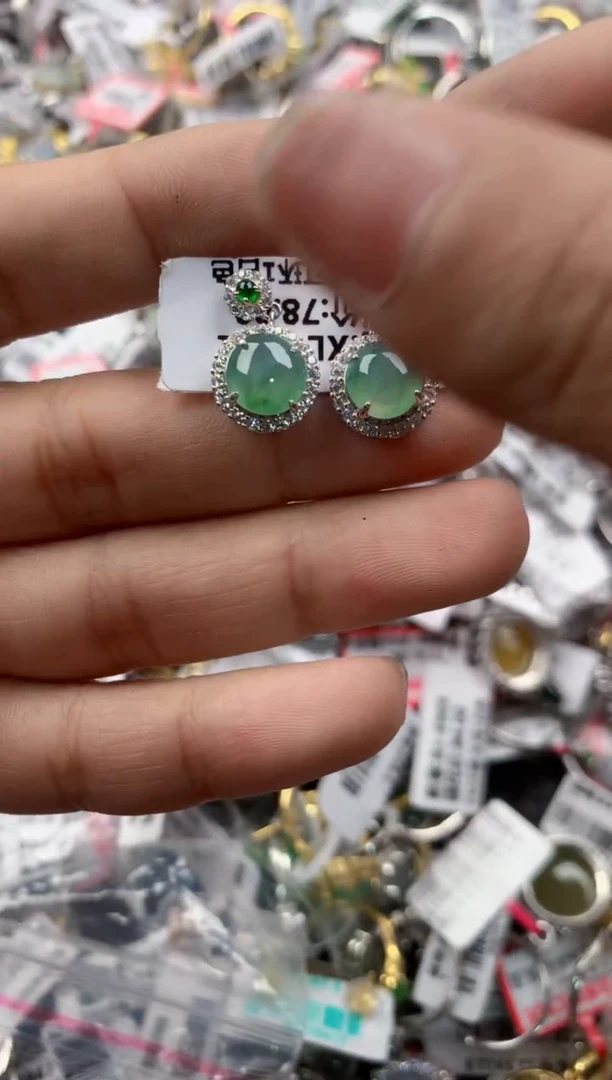 银S925镶嵌戒指翡翠4444----6