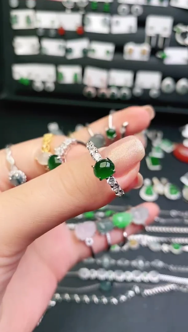 银S925镶嵌戒指翡翠0