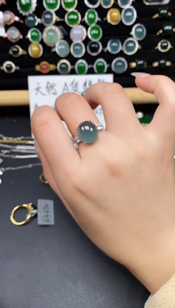 银S925镶嵌戒指翡翠65263
