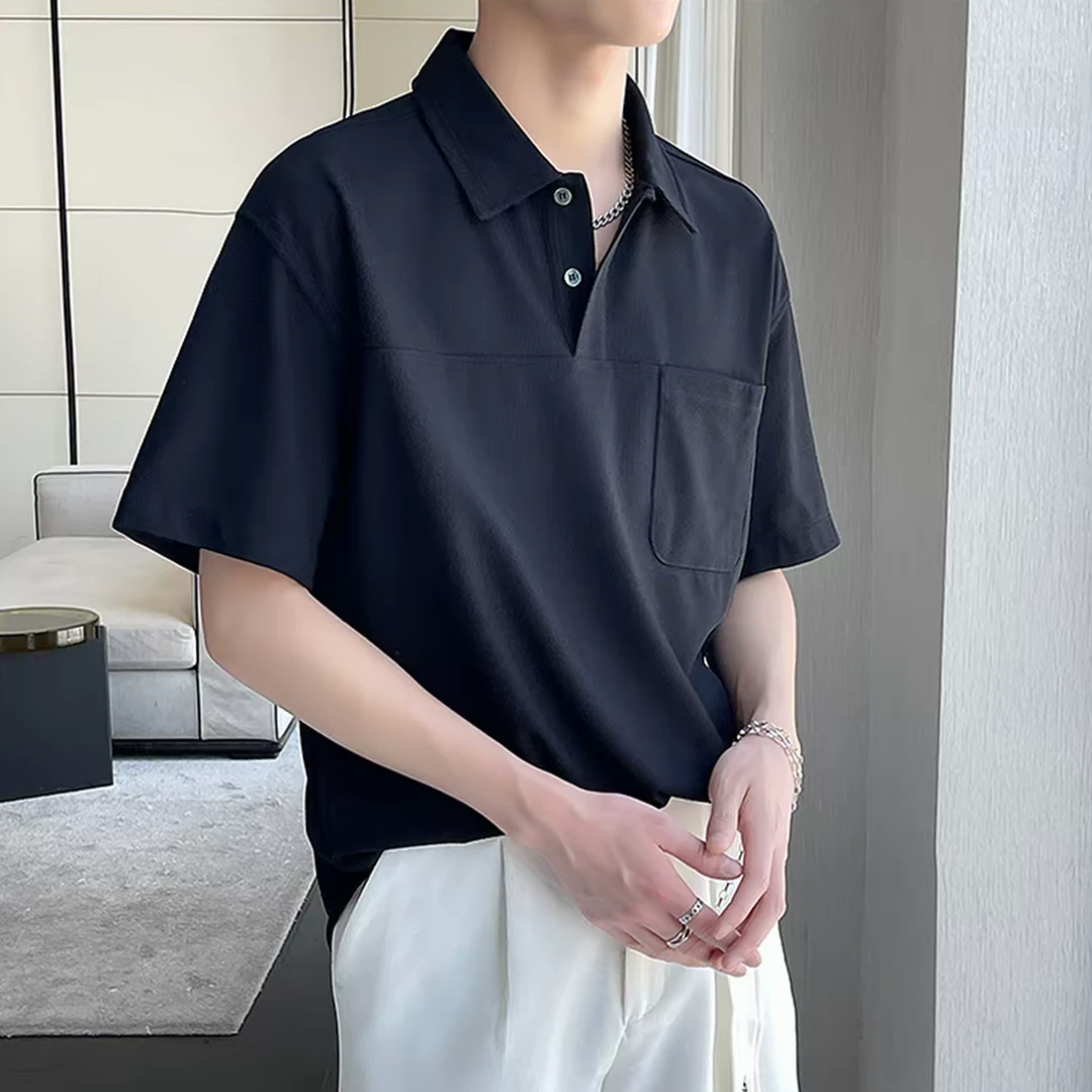 轻熟韩风宽松POLO衫男夏季上衣潮牌休闲痞帅百搭短袖恤2010