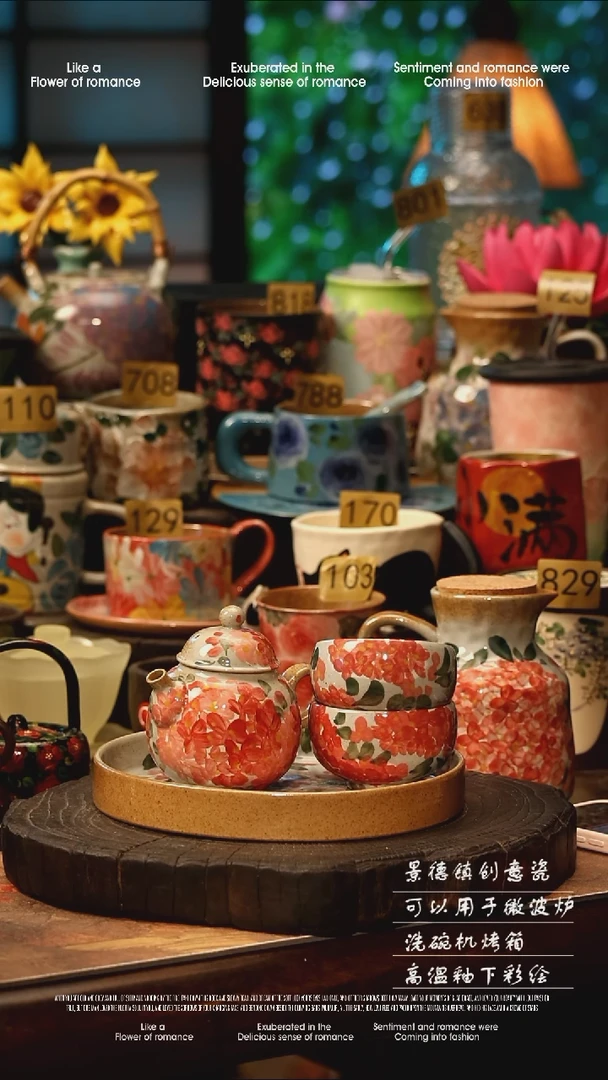 陶瓷景德镇高温釉下彩手工手绘款式