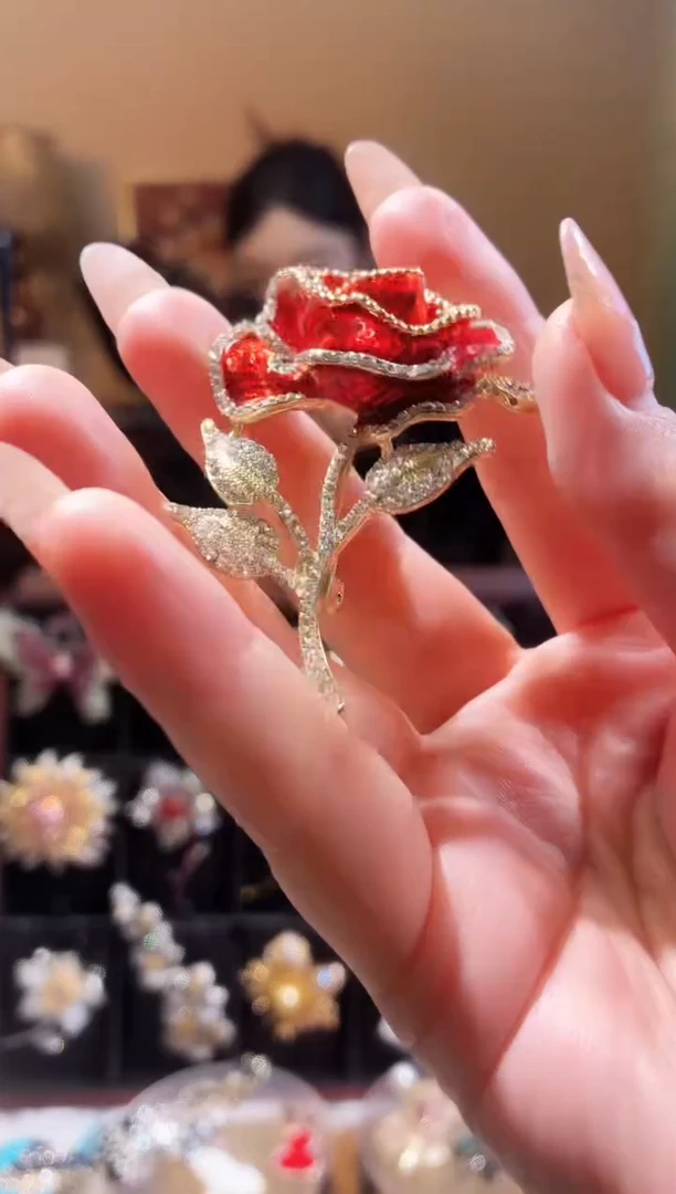 合成立方氧化锆铜合金红玫瑰