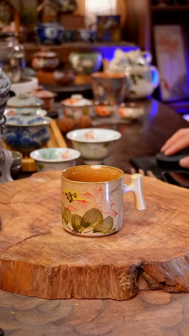 杯荷花景德镇手工手绘