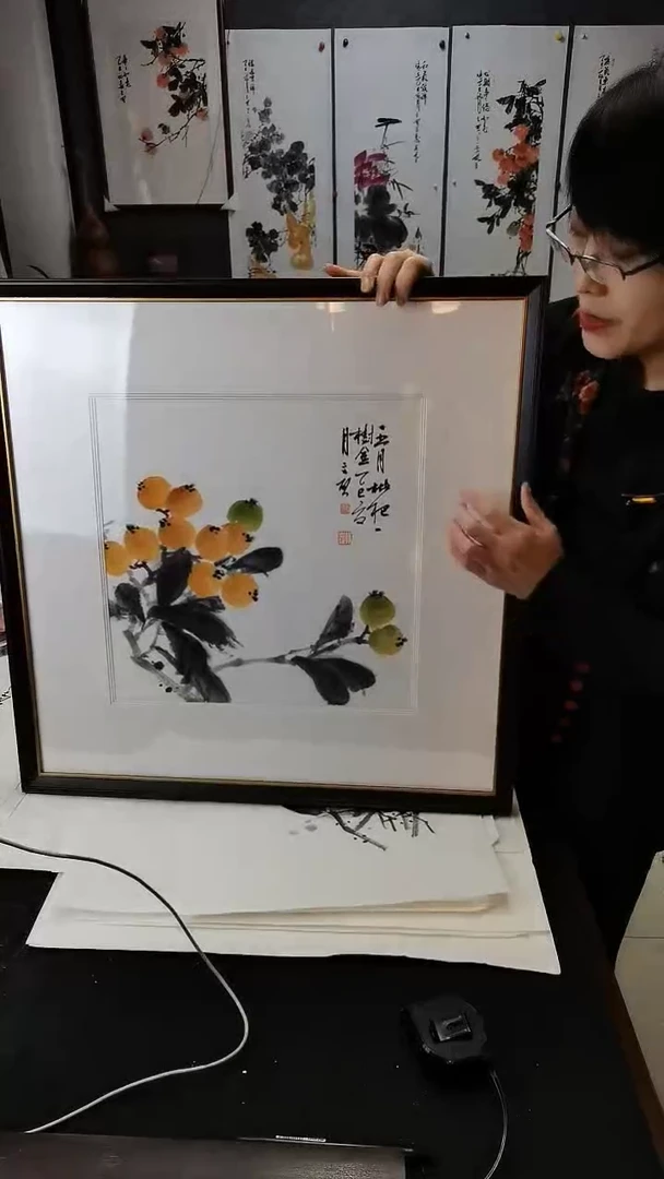 五月枇杷一树金58*58cfm带框