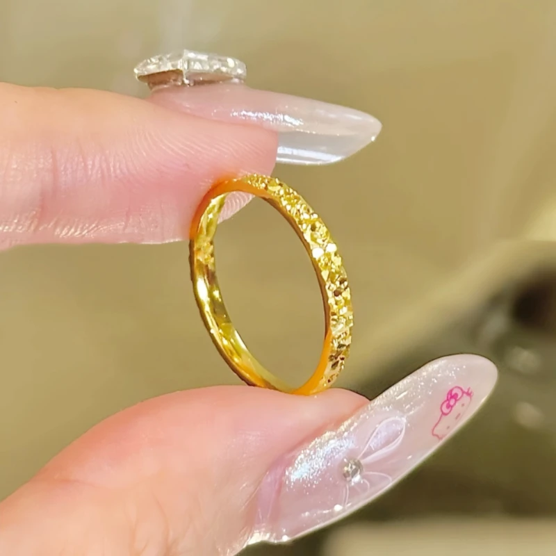 YLCH 钛钢戒指 不掉色轻奢风高级感碎碎冰戒指爆闪素圈时尚食指环