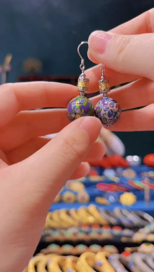 【闪购商品】非遗技艺 犀皮漆耳坠 紫色