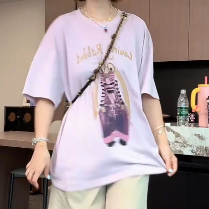 2025夏季新款韩系百搭宽松凉感卡通短袖T恤LK2504506