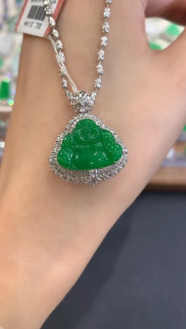 吊坠(不含链)18K金镶嵌翡翠a194