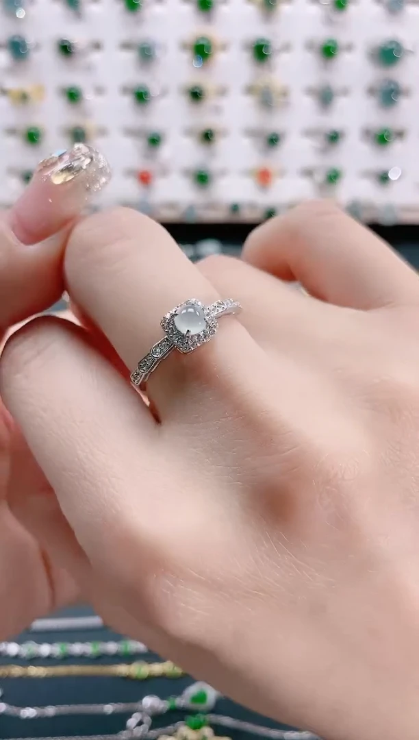 【闪购商品】翡翠戒指银S925镶嵌天然翡翠