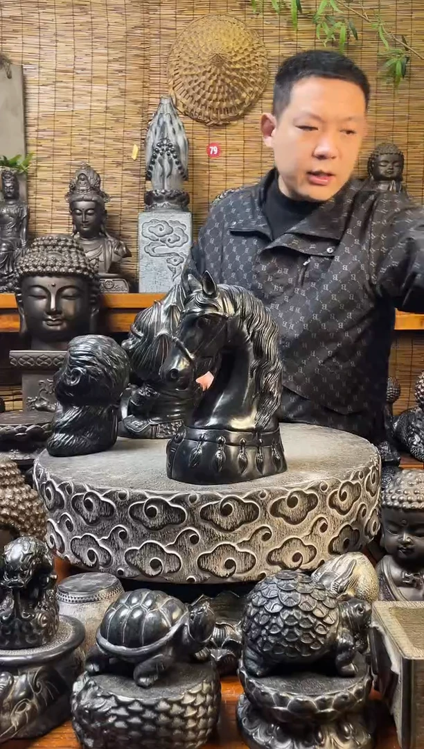 石材30马头天然青石雕刻