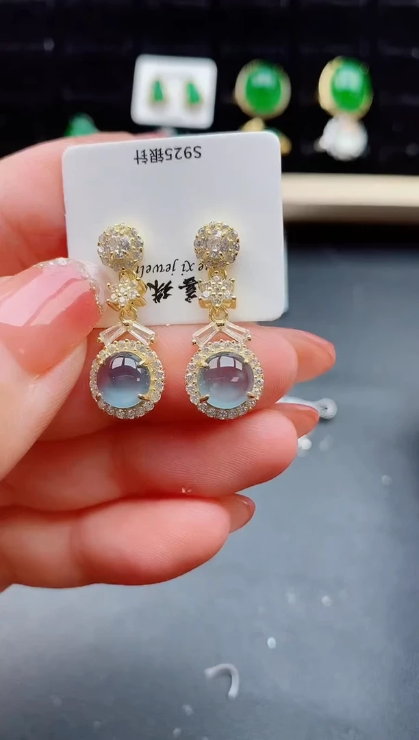 【闪购商品】翡翠耳饰银S925镶嵌121212