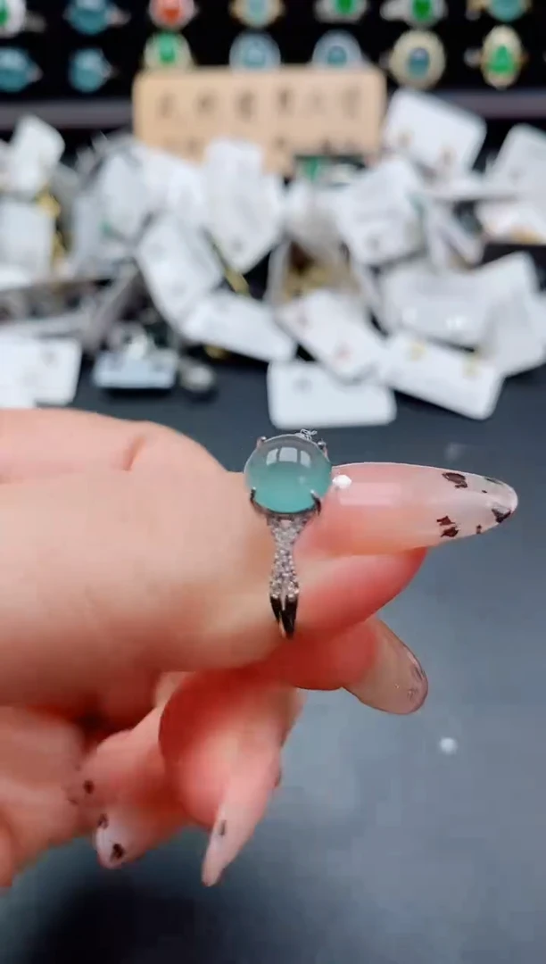 银S925镶嵌戒指翡翠1