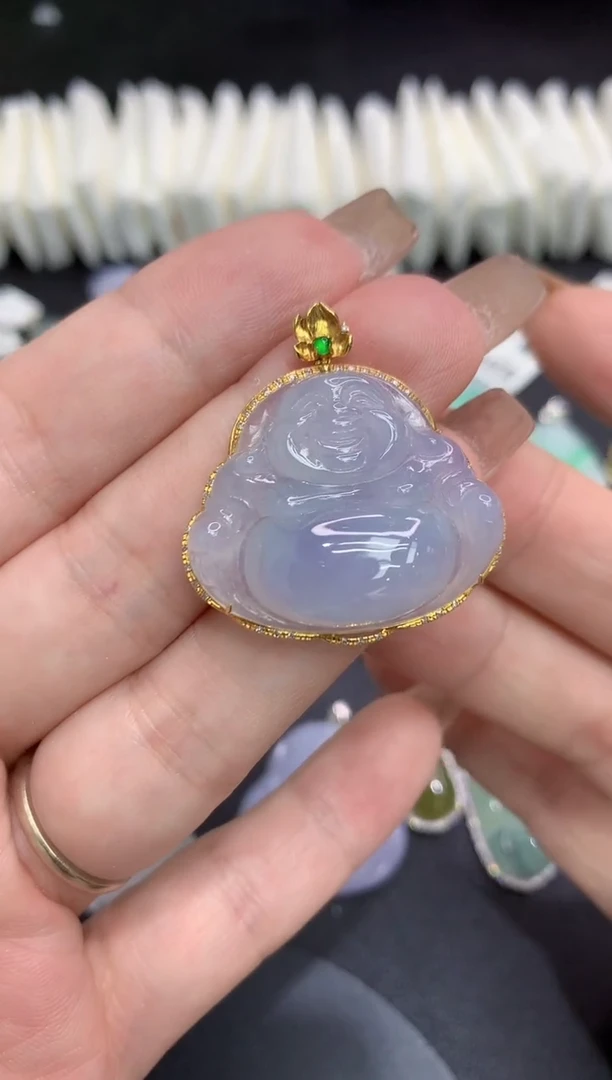 吊坠(不含链)18K金镶嵌翡翠1111