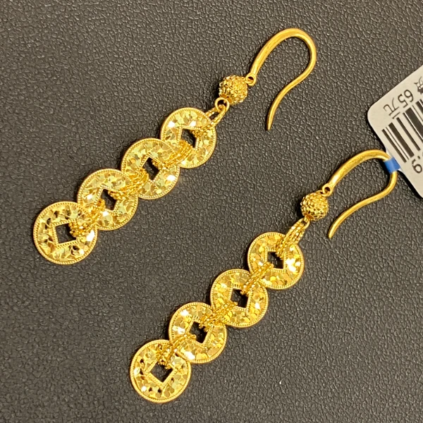 （1号货）放心黄金店 足金999耳环6.05克   【65】