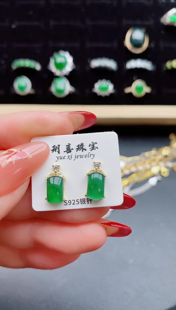 【闪购商品】翡翠耳饰银S925镶嵌321321