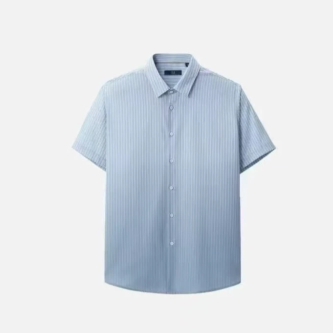 短袖商务春夏舒适标准对襟夏季上衣速干运动条纹衬衫男