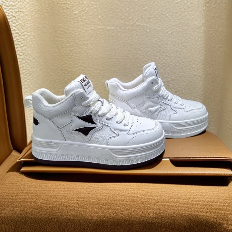 女鞋2025春秋季新款星星板鞋百搭休闲潮鞋厚底高帮小白鞋熊猫鞋