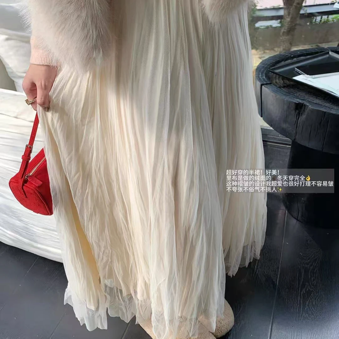 837怦然心动~冬日情书加绒纱半身裙