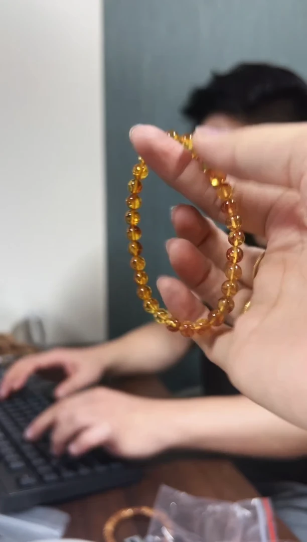 未镶嵌琥珀手串花珀单圈