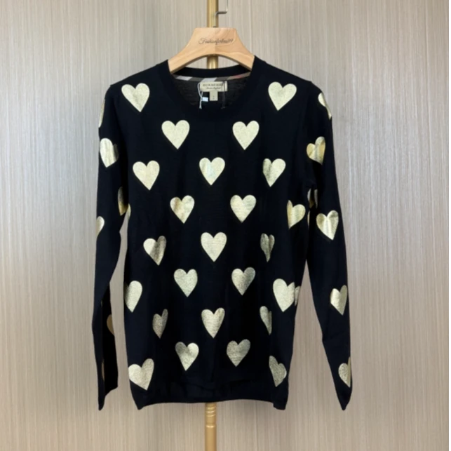 99新 BURBERRY/博柏利 金色爱心图案羊毛衫 S 16759369