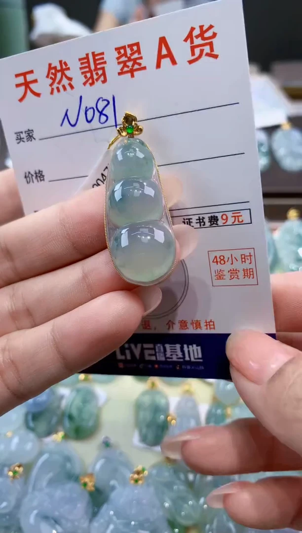 颈饰18K金镶嵌翡翠天然翡翠A货挂件