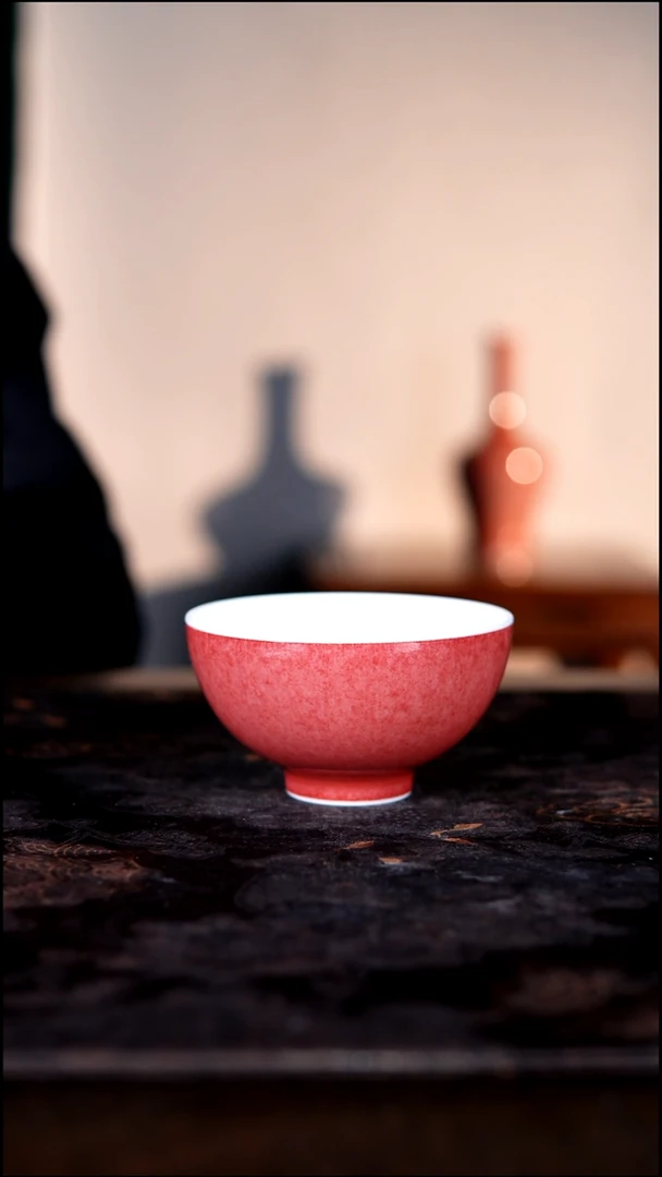 杯子白泥豇豆红陶瓷