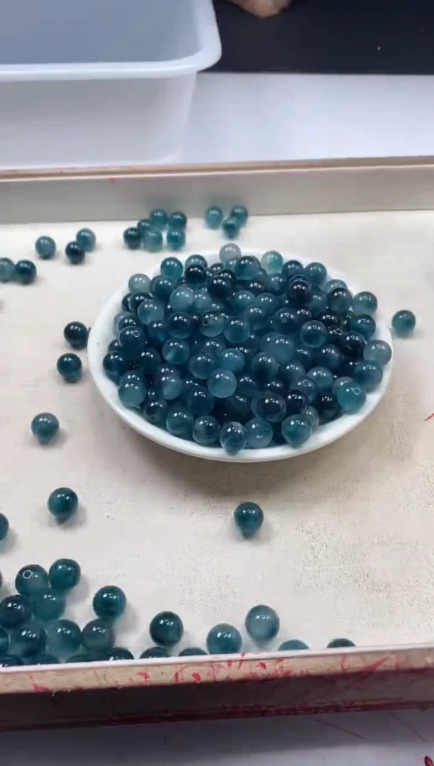 【闪购商品】玛瑙/玉髓颈饰未镶嵌w834蓝水飘花10mm*20颗