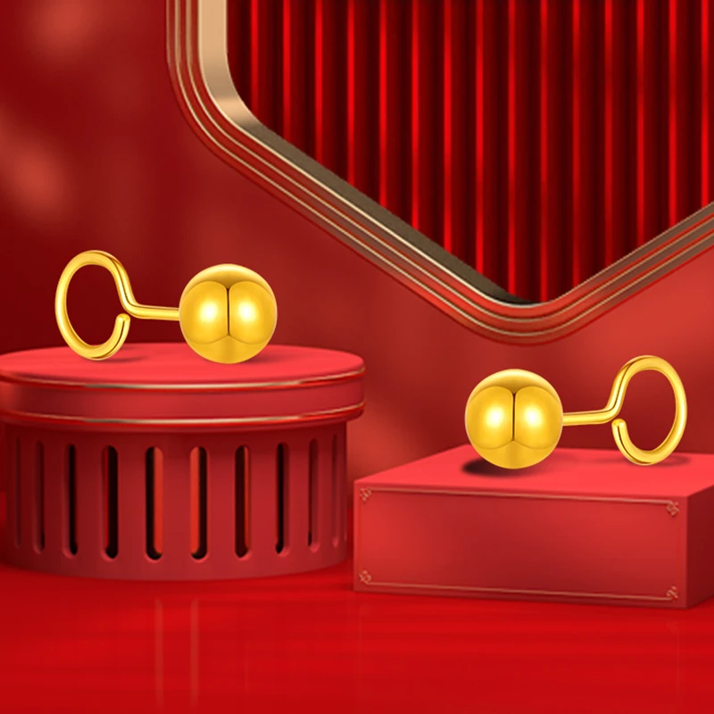 中银金行 黄金耳钉足金999经典简约光珠耳饰（直播多退少补）