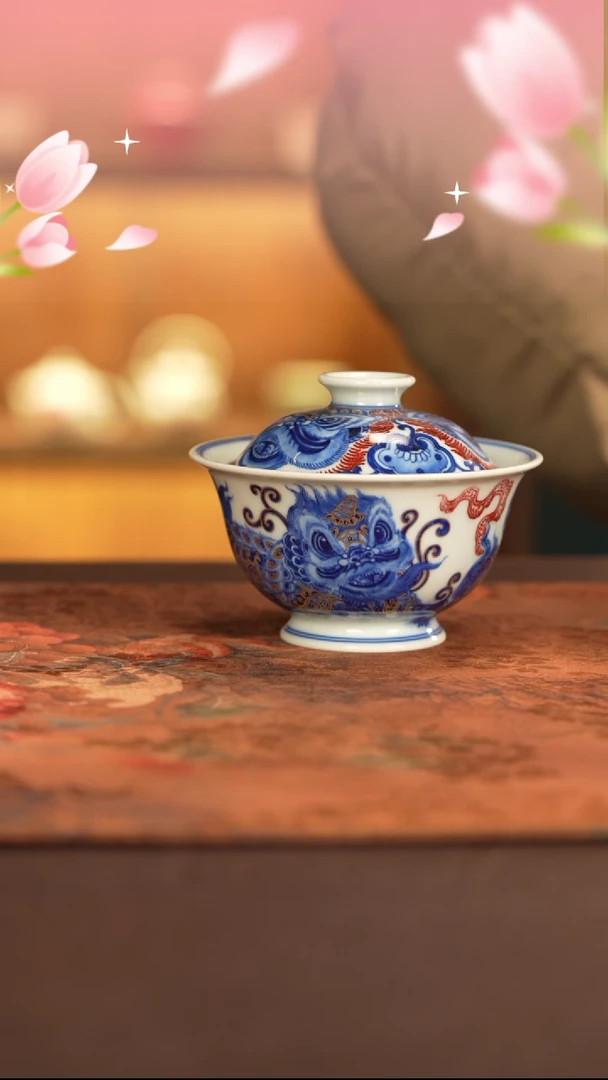 【闪购商品】盖碗永明尚玩*景德镇手工手绘陶瓷