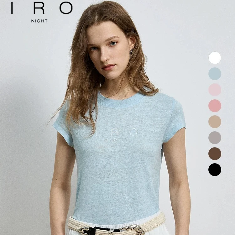 【王子文同款】IRO 25春夏品牌代言人上身100%进口烫钻多色亚麻T