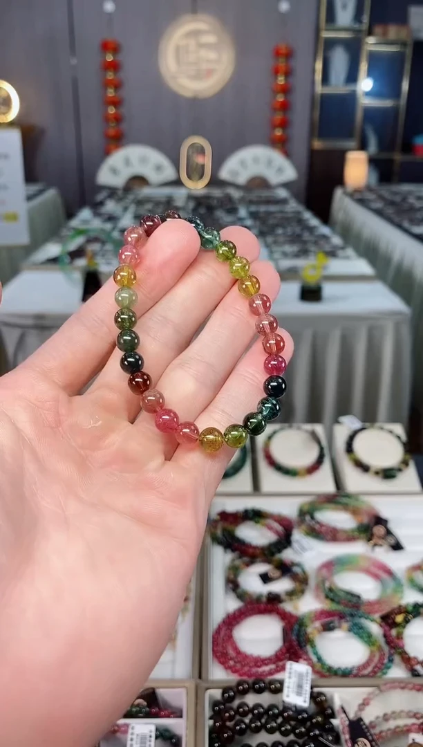 未镶嵌收藏级老矿碧玺单圈手串6mm+碧玺xion多样性发一条