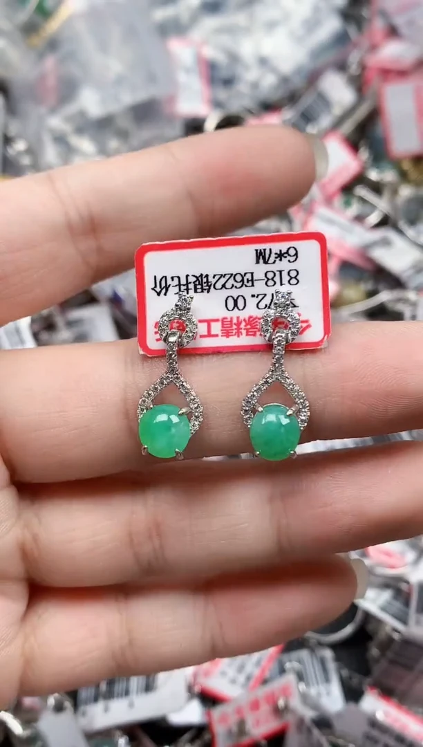 银S925镶嵌戒指翡翠天然A货缅甸翡翠