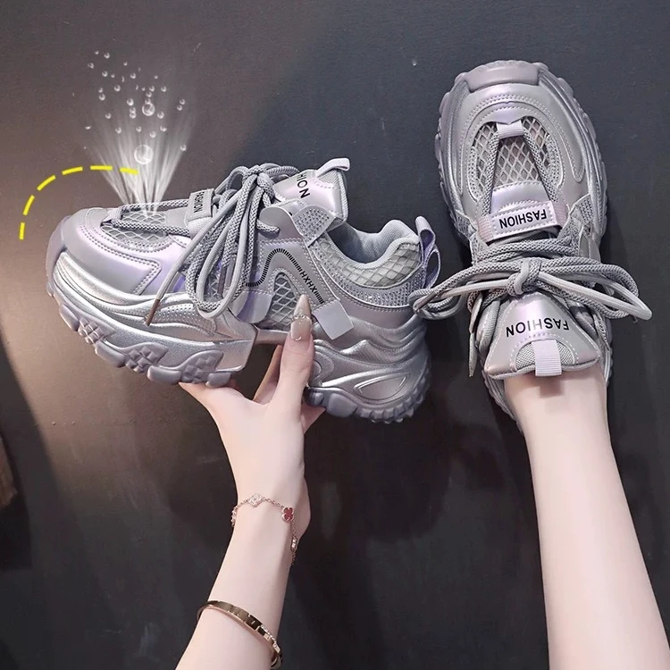 【新款-大爆款】夏季网面老爹鞋ins潮2025新款休闲运动厚底女鞋