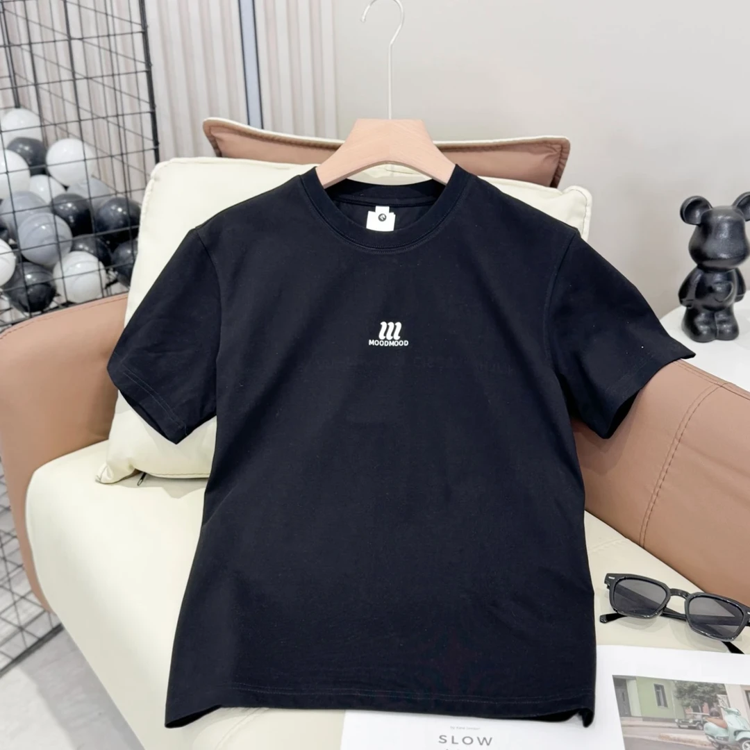 2025夏季新款男士简约字母印花短袖T恤修身百搭潮流圆领休闲半袖