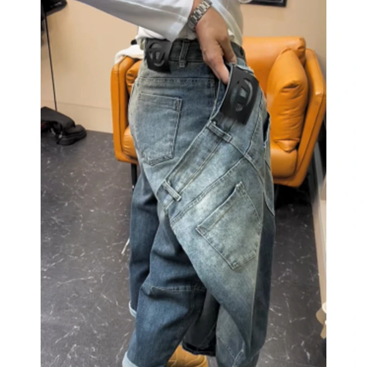 女装早春新款梨型身材微胖穿搭弹力牛仔裤子女大码高腰显瘦哈伦裤