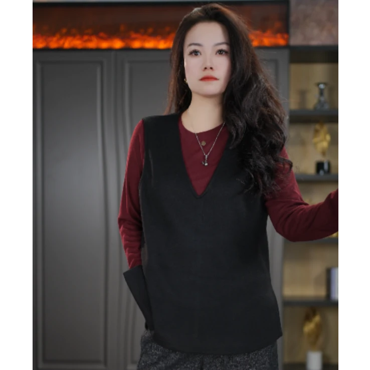 时髦叠穿V领百搭洋气休闲背心马甲