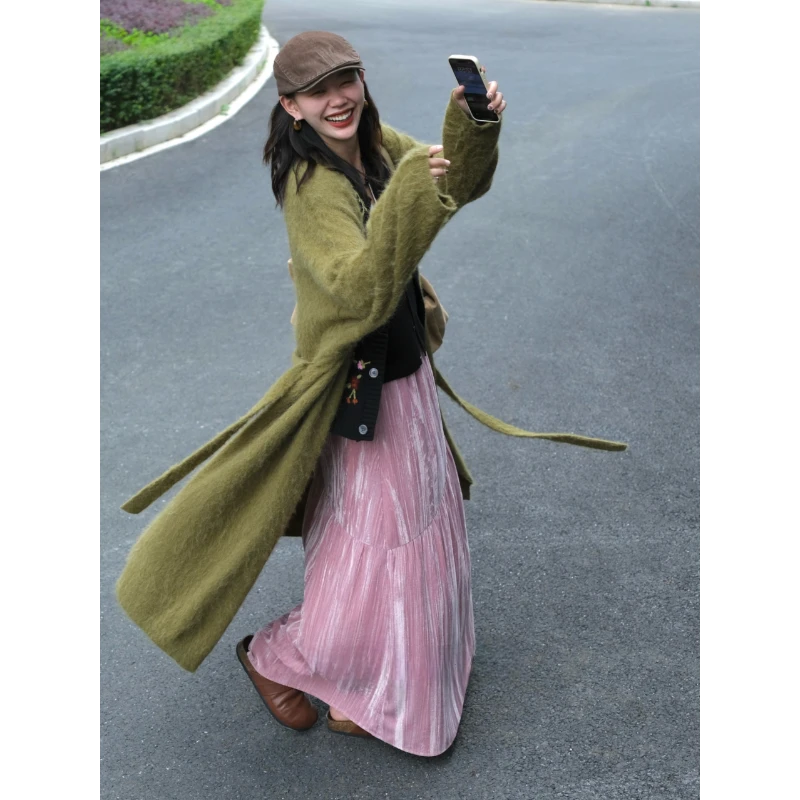 巨推荐！粉雾海慵懒风浪漫氛围感半身裙女2025新款百搭垂感A字长裙