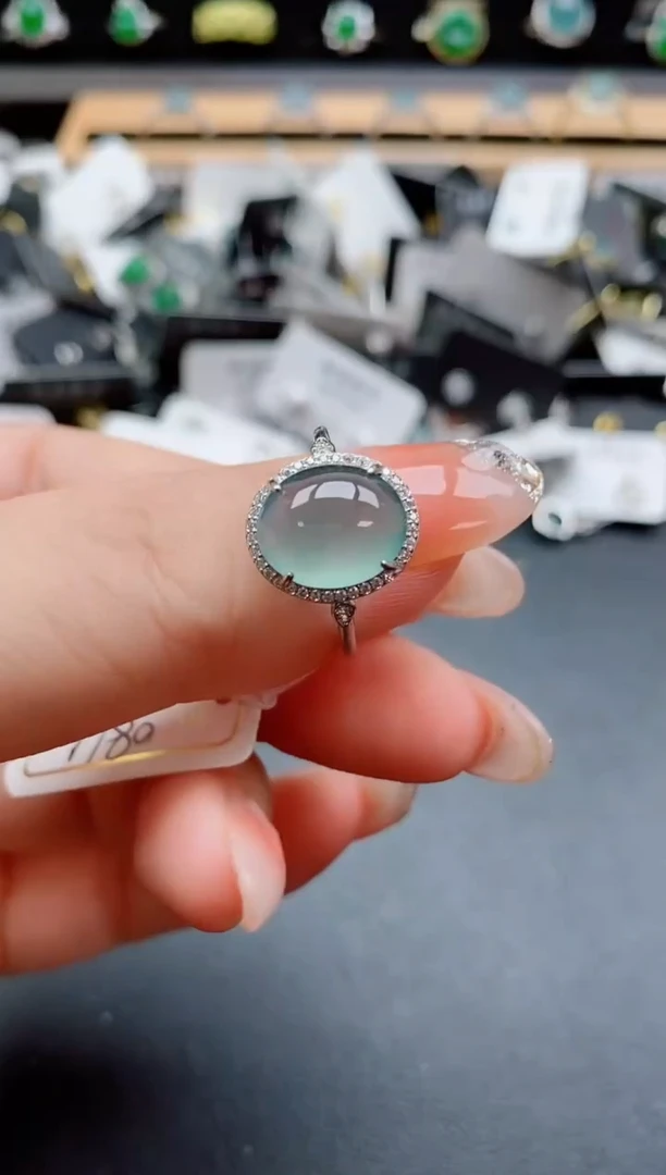 银S925镶嵌戒指翡翠1