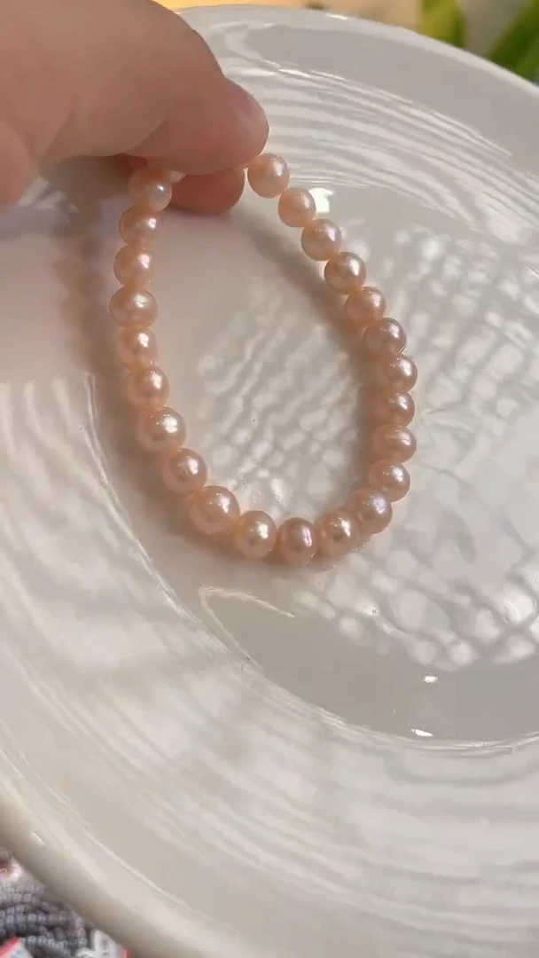未镶嵌手串淡水珍珠89  无7-8mm中国红手串