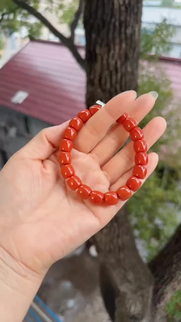 未镶嵌多样性发一件南红玛瑙【高货】柿锦红10mm保山直切单圈