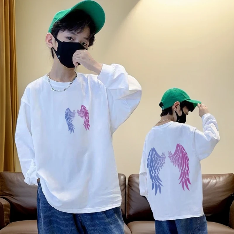 男童纯棉长袖t恤春秋新款中大童童装印花洋气上衣打底衫儿童潮