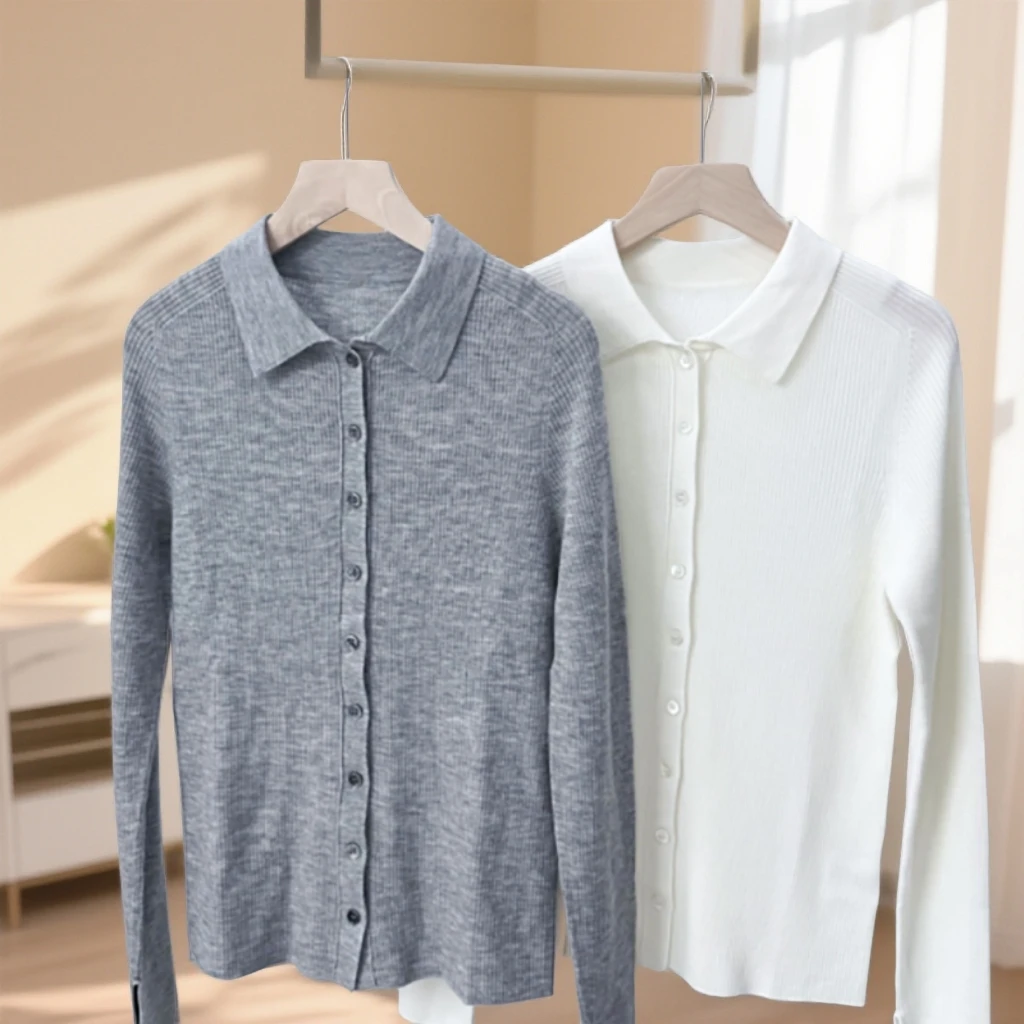 MENG YING 2025冬装新款羊毛亲肤长袖短款百搭翻领开衫