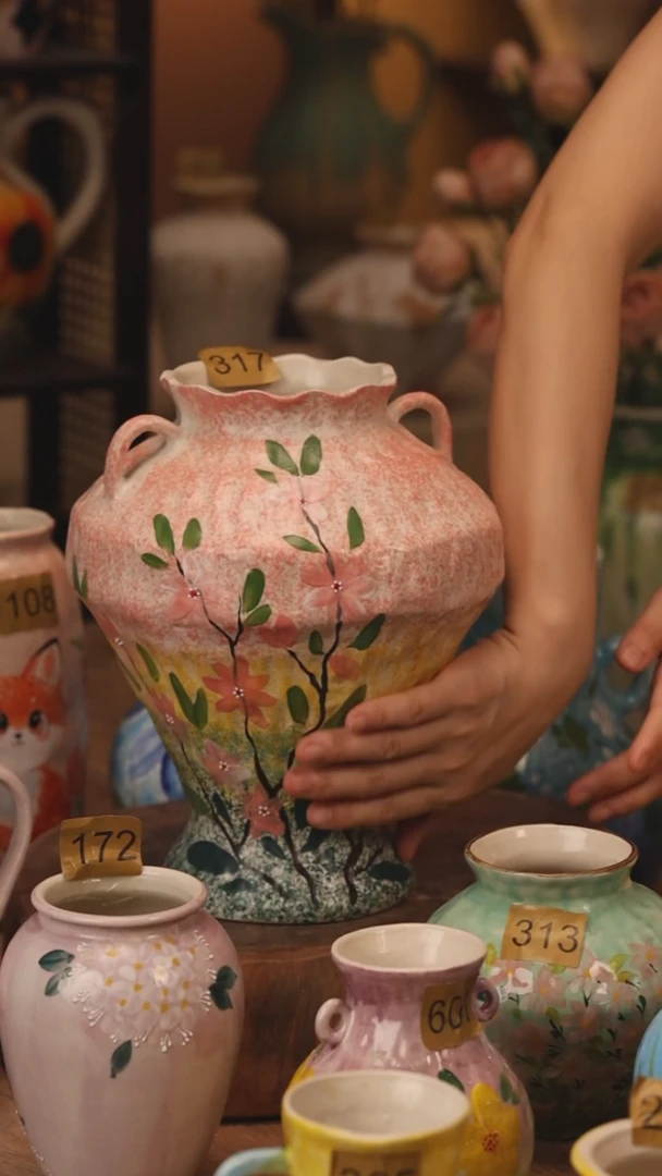 陶瓷317景德镇设计师手作花器摆件侘寂风