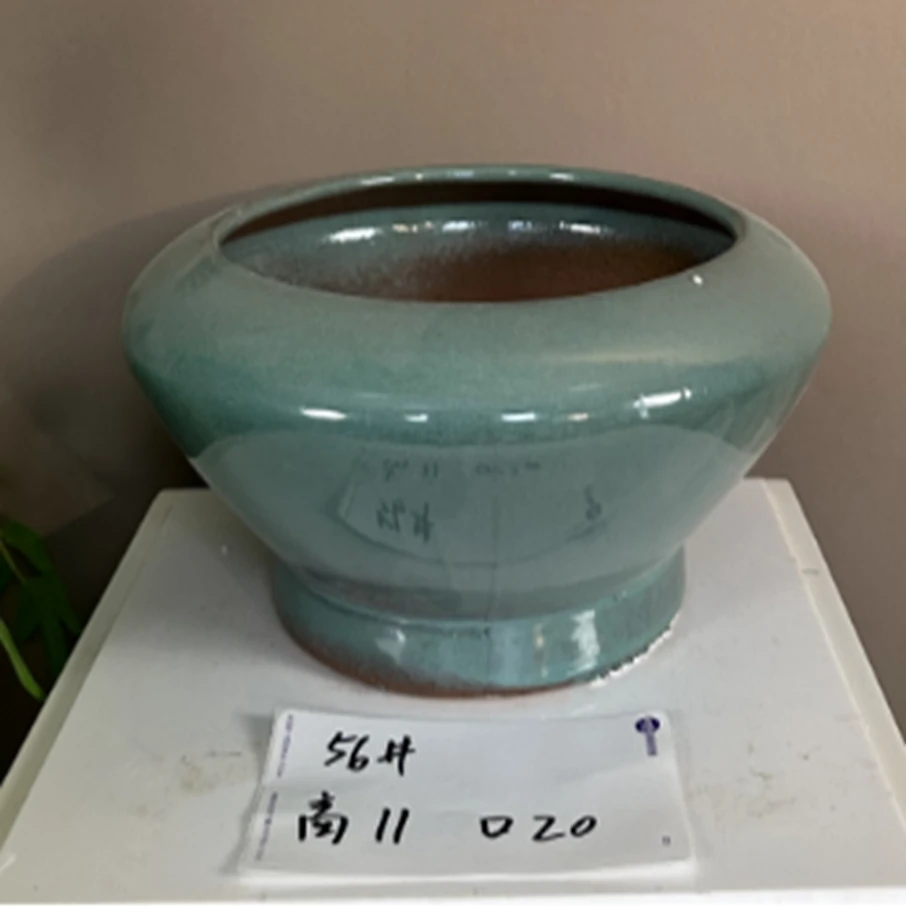 56#宜兴 陶瓷 紫砂花盆 兰花 三角梅 老桩 简约高度11cm 口径20cm