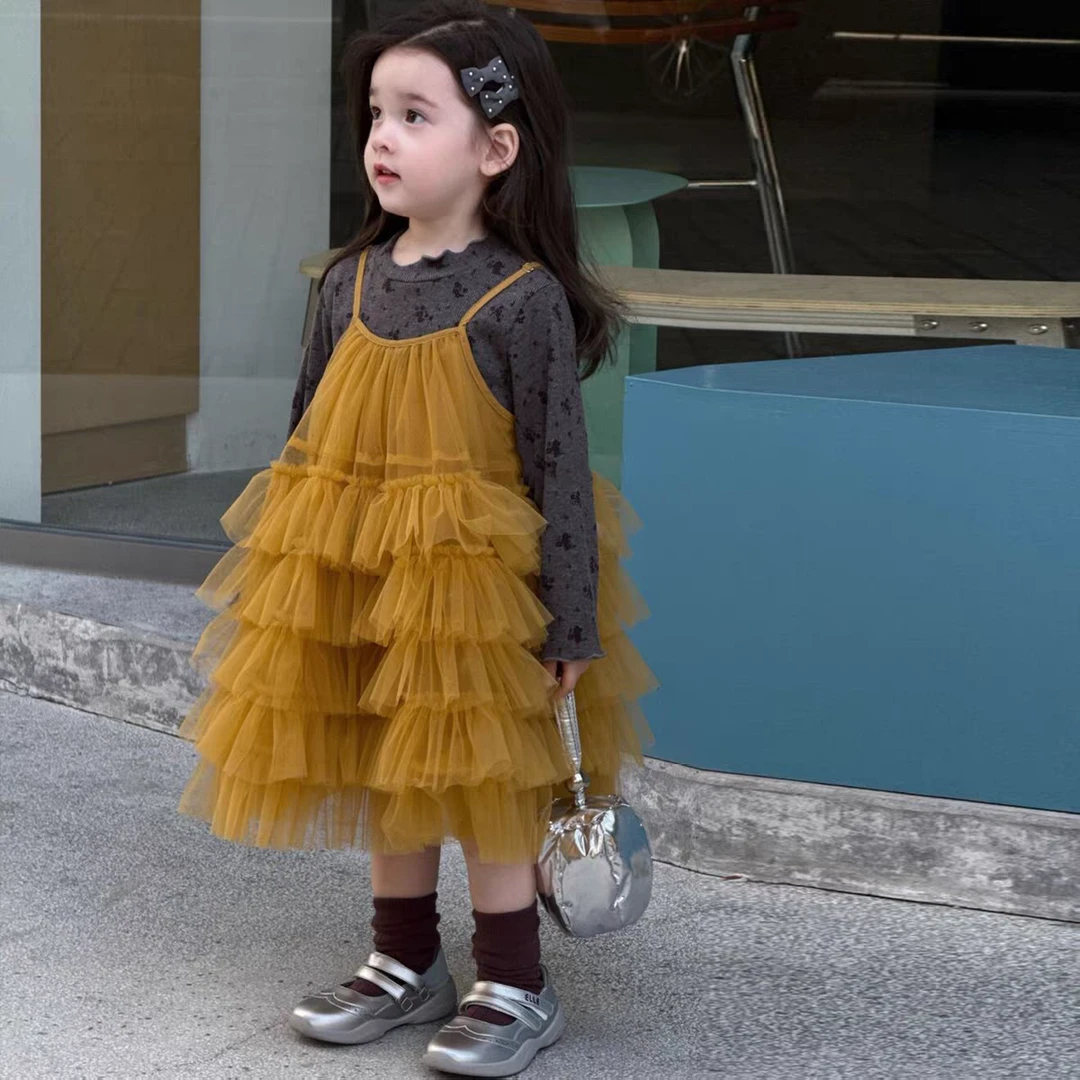 女童吊带网纱蓬蓬公主裙套装2025夏新款儿童短裤女孩度假风连衣裙