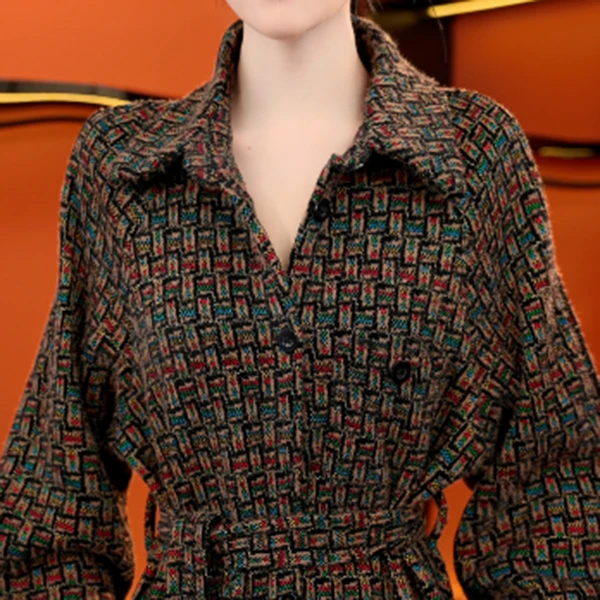 2025杭州专柜原版正品彩黄条新款加绒加厚连衣裙[巴黎新贵]