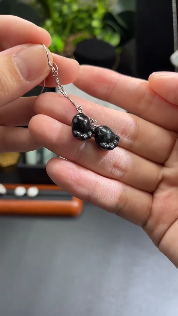 【闪购商品】翡翠耳环银S925镶嵌耳环